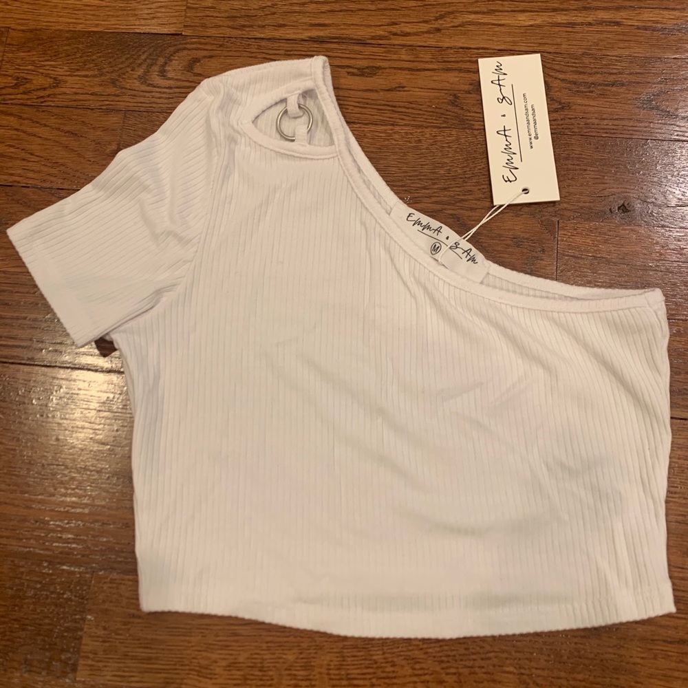 LF emma and sam white crop top
